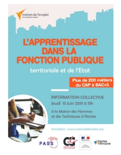 Apprentissage fonction publique territoriale et de l&#039;État_Maison de l&#039;emploi Nantes_13 juin 2019_https://www.me-metropole-nantaise.org/apprentissage-dans-la-fonction-publique/