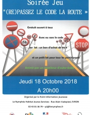 SOIREE JEU(RE) PASSEZ LE CODE DE LA ROUTE