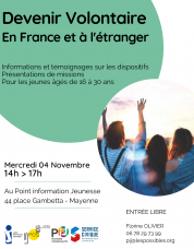 Affiche Devenir volontaire PIJ Mayenne Communauté 2020