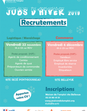 Jobs d&#039;hiver 2019 : recrutements sur Nantes agglo